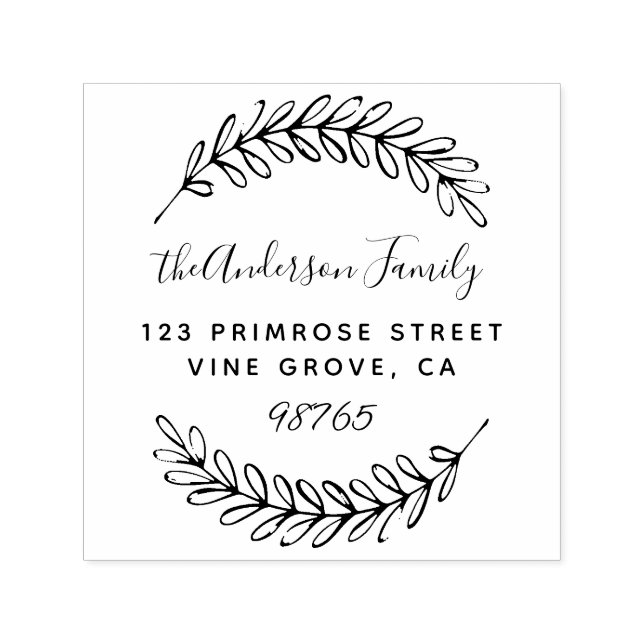 Anpassningsbar Script Foliage Löv WANDERS Returadr Självfärgande Stämpel (Design)