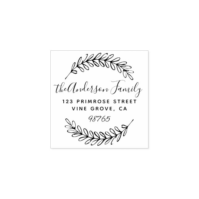 Anpassningsbar Script Foliage Löv WANDERS Returadr Stämpel (Tryck)