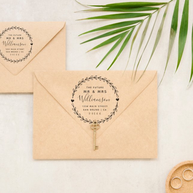 Anpassningsbar Script Future Mr & Mrs Returadress Självfärgande Stämpel (Skapare uppladdad)