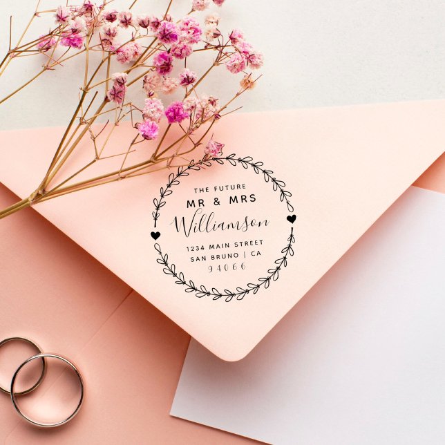 Anpassningsbar Script Future Mr & Mrs Returadress Stämpel (Skapare uppladdad)