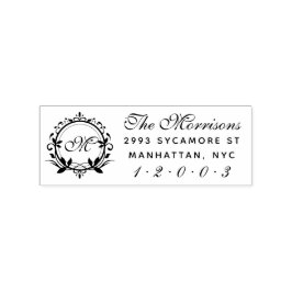 Anpassningsbar Script Monogram Family Namn Returad Stämpel