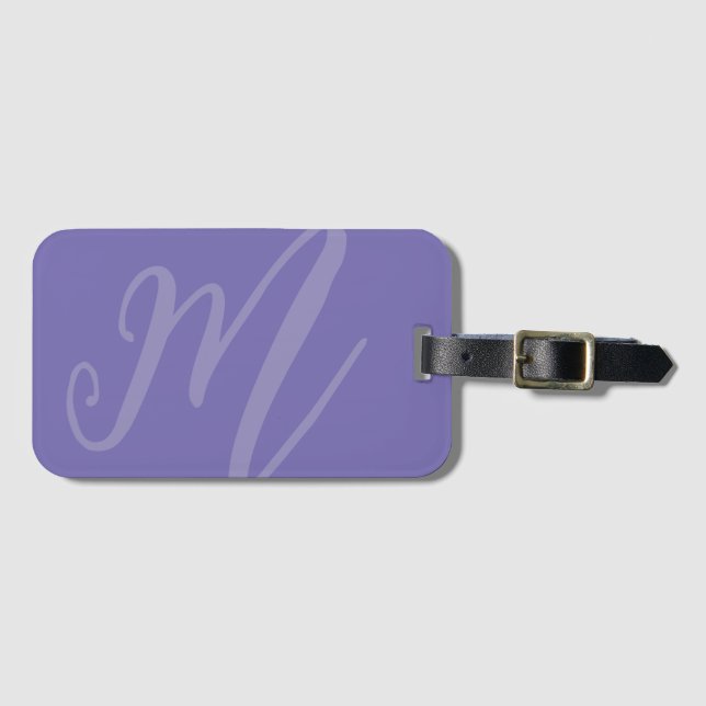 Anpassningsbar Script Monogram Namn Modern lila in Bagagebricka (Framsida horisontal)