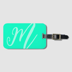 Anpassningsbar Script Monogram Namn Modern neon aq Bagagebricka