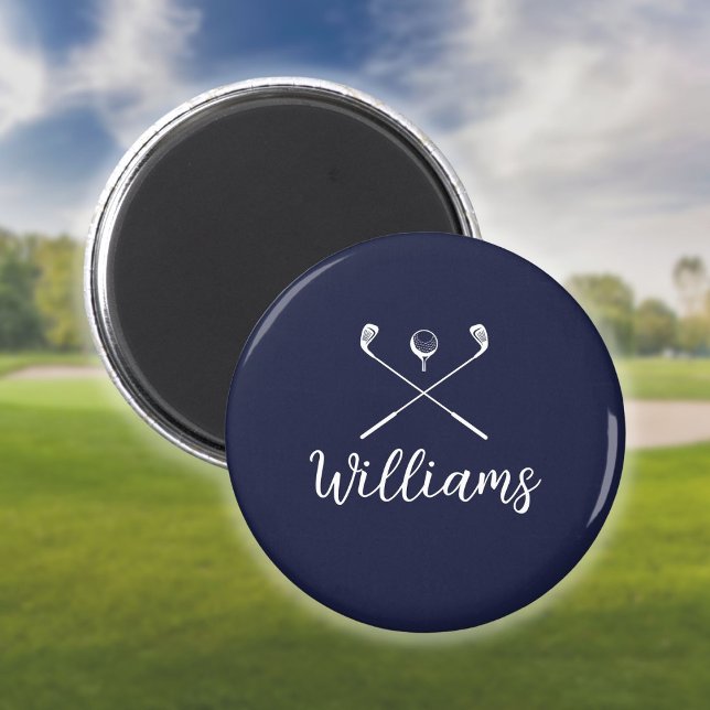 Anpassningsbar Script Namn Golf Klubbs marin blå Magnet (Skapare uppladdad)