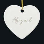 Anpassningsbar Script Namn Heart Julgransprydnad Keramik<br><div class="desc">Skript Namn Simple Heart Ornament. År på baksidan.</div>