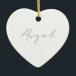 Anpassningsbar Script Namn Heart Julgransprydnad Keramik<br><div class="desc">Skript Namn Simple Heart Ornament. År på baksidan.</div>