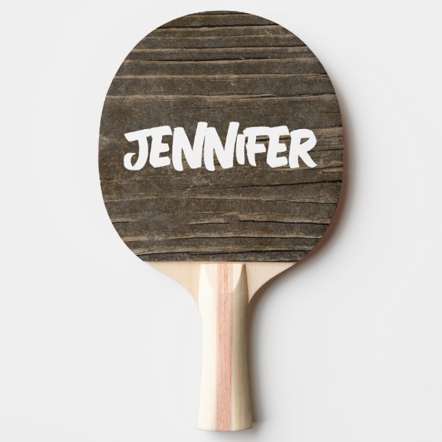ANPASSNINGSBAR SCRIPT RUSTIC WOOD PING PONG PADDLE PINGISRACKET (Framsidan)