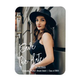 Anpassningsbar Script Studentfest Foto Spara datum Magnet