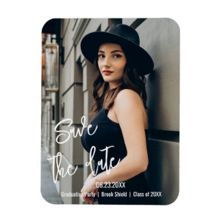 Anpassningsbar Script Studentfest Foto Spara datum Magnet