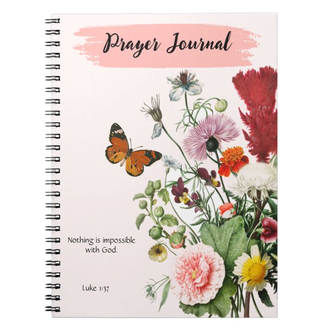 ANPASSNINGSBAR Scripture Verse Luke 1:37 - Prayer  Anteckningsbok (Framsidan)