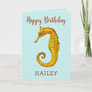 Anpassningsbar Seahorse Grattis på födelsedagen Ca Kort