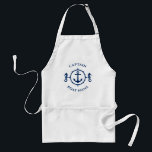 Anpassningsbar Seahorse Nautical Anchor Navy Blue  Förkläde<br><div class="desc">En Anpassningsbar Seahorse Anchor med Personlig Kapten eller annan titel och Din Namn eller annan anpassningsbar i marblått på en Vuxen med BBQ Chef Apron. Gör en underbar gåva och konversation till biet för tillfälle.</div>