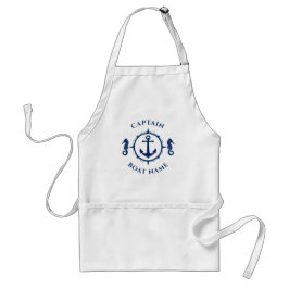 Anpassningsbar Seahorse Nautical Anchor Navy Blue Förkläde