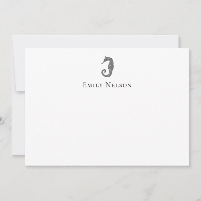 Anpassningsbar Seahorse Note Card Anteckningskort (Framsida)