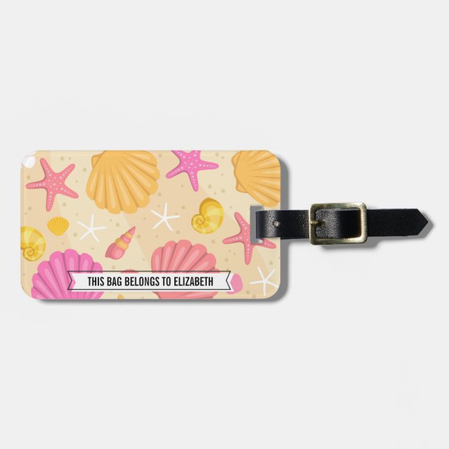Anpassningsbar Seashell Luggage Tag Bagagebricka (Horisontell Framsida)