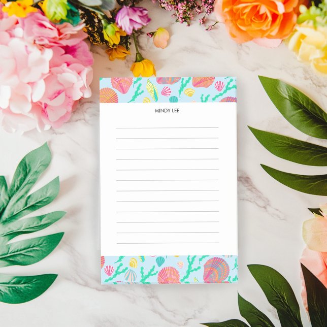 ANPASSNINGSBAR Seashells Gräns Livsmedel Shopping  Post-it Block (CUSTOM Seashells Border Grocery Shopping List Post Post-it Notes
)