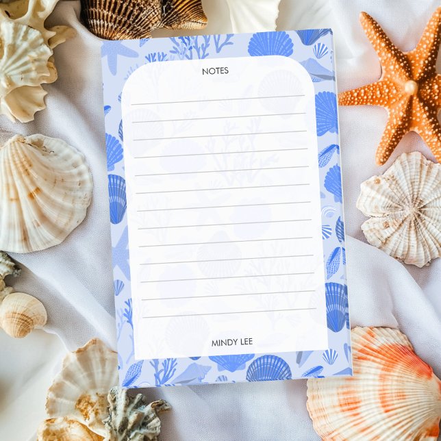 ANPASSNINGSBAR Seashells Gräns Sea Livsmedel Shopp Post-it Block (CUSTOM Seashells Border Sea Grocery Shopping List Post-it Notes
)