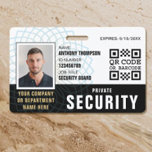 Anpassningsbar Security Guard ID Photo Black Badge