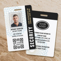 Anpassningsbar Security Guard ID Photo Black Badge