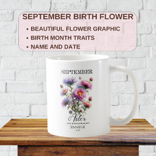 Anpassningsbar September Födelsedags Aster Blomma Kaffemugg