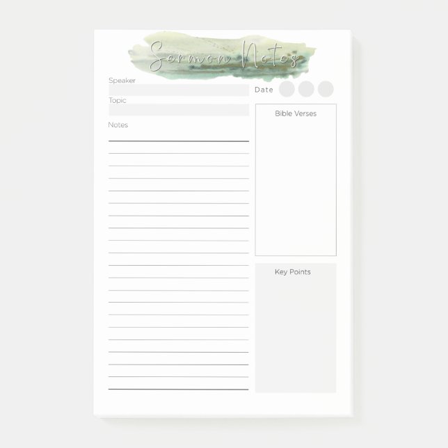 Anpassningsbar Sermon Notes Post-it Block (Framsida)
