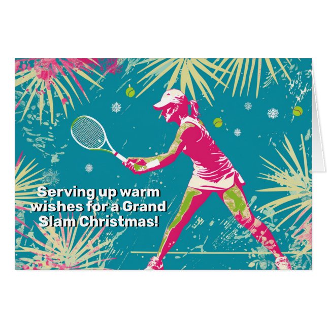 🎾 Anpassningsbar, servera Helgdag Cheer Hälsningskort (Framsidan Horizontal)