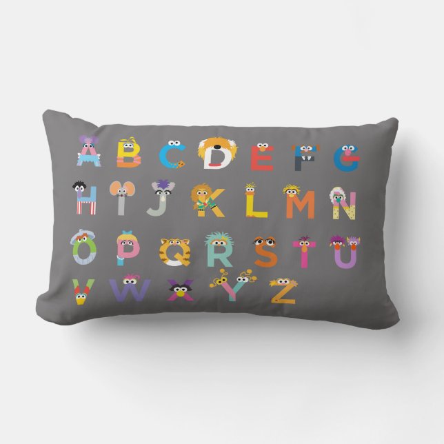 Anpassningsbar Sesame Street-alfabet Lumbarkudde (Framsida)
