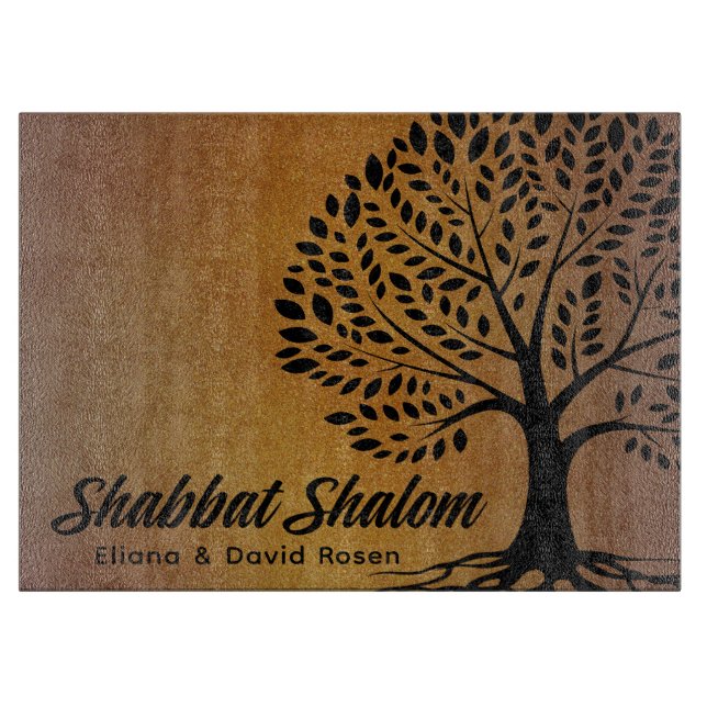Anpassningsbar Shabbat Shalom Etz Chayim Träd Chal (Framsidan)