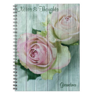 Anpassningsbar, Shabby chic Rosa ros, Journal Anteckningsbok