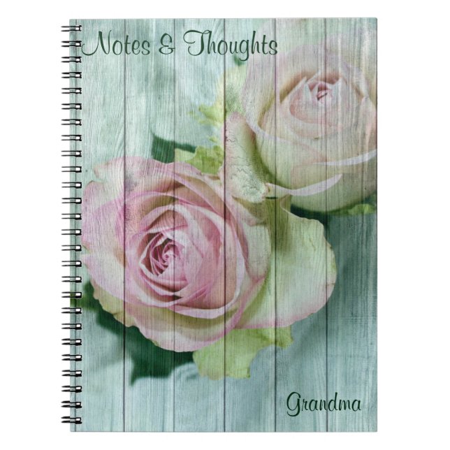 Anpassningsbar, Shabby chic Rosa ros, Journal Anteckningsbok (Framsidan)