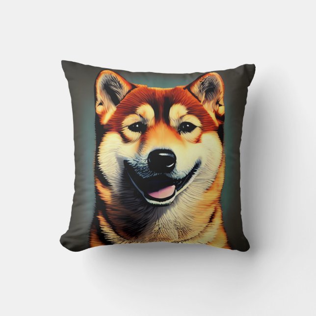 Anpassningsbar Shiba Porträtt Photo Dekorativ kudd Kudde (Framsida)