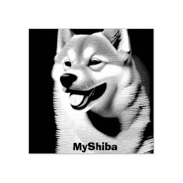 Anpassningsbar Shiba Porträtt Photo och Namn Stämpel
