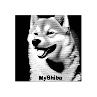 Anpassningsbar Shiba Porträtt Photo och Namn Stämpel