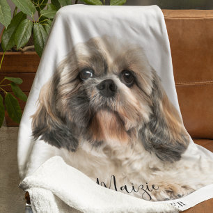 Anpassningsbar Shih Tzu Hund Personlig Pet Photo Fleecefilt