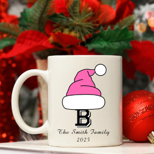 Anpassningsbar Shock rosa Monogram-familjens jul Kaffemugg