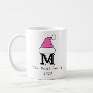 Anpassningsbar Shock rosa Monogram-familjens jul Kaffemugg