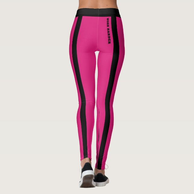 Anpassningsbar Shock rosa- och Black Rand Leggings (Baksida)