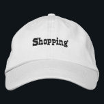 Anpassningsbar Shoppingning av vit text i svart Fä Broderad Keps<br><div class="desc">Hatt-använda för köp av älskare,  Online eller offlinehandlare. Mini Saloon-teckensnitt storlek Shopping Text Namn med svart Färg Classic,  vacker,  ny,  färsk,  vit färg-broderade kranar eller hattar</div>