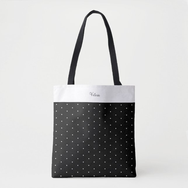 Anpassningsbar Shoulder Tote Polka dots Polka Blac Tygkasse (Framsida)