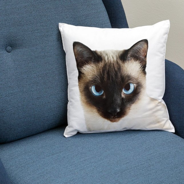 Anpassningsbar Siamese Cat Ansikte Home Decor Whit Kudde (Skapare uppladdad)