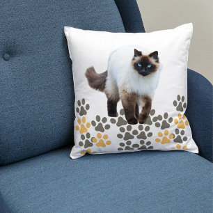 Anpassningsbar Siamese Cat Cute Pet Gift White-mal Kudde