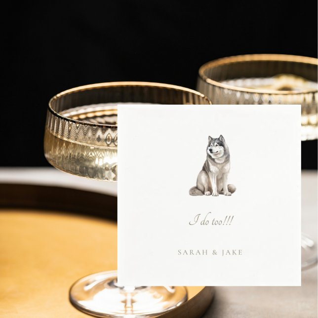 Anpassningsbar Siberian Huskey Pet Bröllop Napkins Pappersservett (Skapare uppladdad)