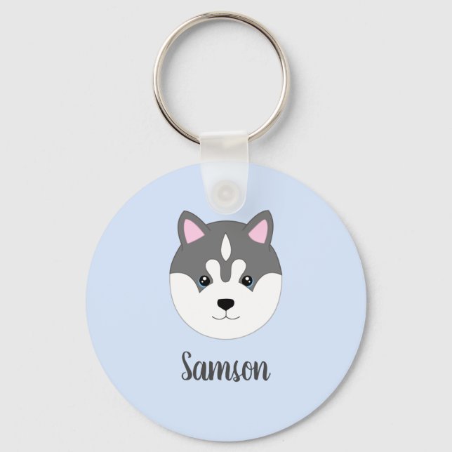 Anpassningsbar Siberian husky Hund Nyckelring (Framsida)