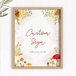 Anpassningsbar Sign för Woodland Baby Shower Poster