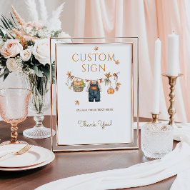 Anpassningsbar Signera Pumpkin Rustic Fall Baby Sh Poster