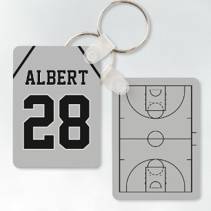 Anpassningsbar Silver & Black Basketball Court och Nyckelring
