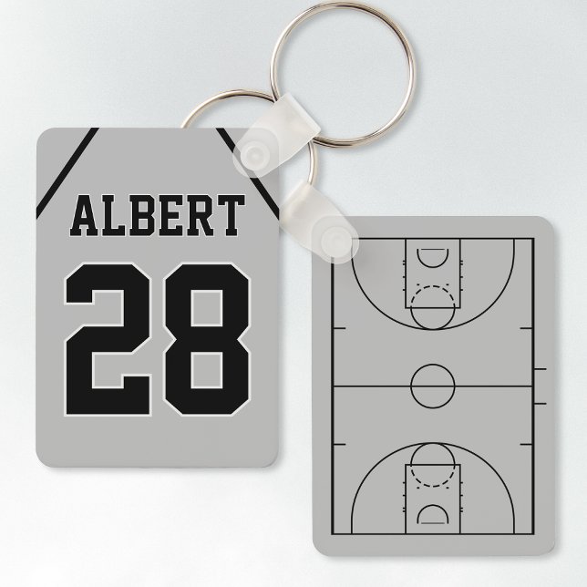Anpassningsbar Silver & Black Basketball Court och Nyckelring (Skapare uppladdad)