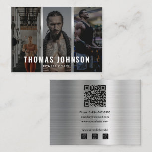 Anpassningsbar Silver Fitness Coach Social Media 3 Visitkort