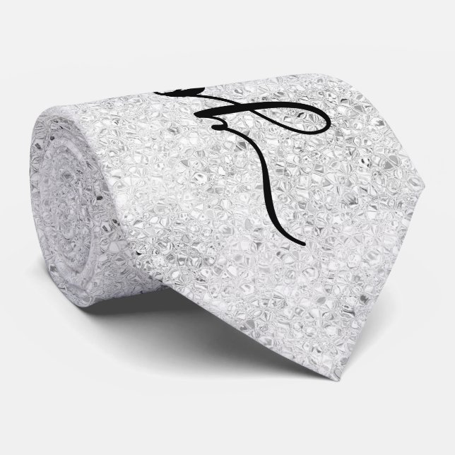 Anpassningsbar Silver Glitter Sparkles Neck Tie Slips (Rullad)