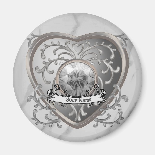 Anpassningsbar Silver Jewel Fairy Heart magnet (Framsidan)